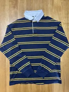 ネイビーイエローストライプ ラガーシャツ Sサイズ