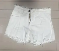 ホワイト ハイウエストショートパンツ