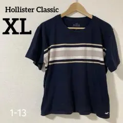 Hollister Classic 紺 ネイビー Tシャツ ストライプ 【XL】