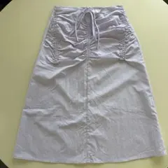 【未使用品】H&M ギャザー入り膝下丈タイトスカート ライトパープル 38のサムネイル