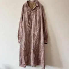 長袖シャツワンピース 幾何学模様 ヴィンテージ 昭和レトロ 海外古着 一点物