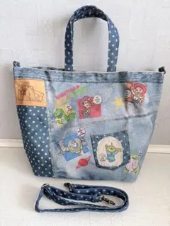 ディズニーランド トイストーリー デニム風　トートバッグ ショルダーバッグ