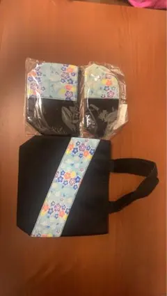 新品トートバッグ＆ポーチ3点セット 花柄 和風