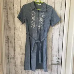 GAP KIDS デニム調花柄刺繍ワンピース XXL