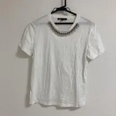maje ビジュー付きTシャツ