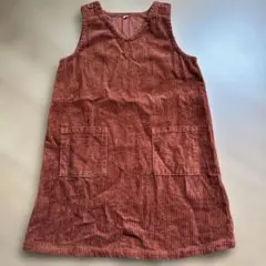 サイズ130 オレンジ コーデュロイ ジャンバースカート　子供服