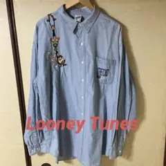 Looney Tunesキャラクター刺繍入り90年代古着長袖デニムシャツのサムネイル