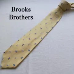 ブルックスブラザーズ ネクタイ 金基調 スクエアドット 高級感 絹【n3952】