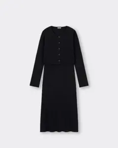 GU マルチウェイリブニットワンピース　長袖　セットアップ　黒　Lサイズ