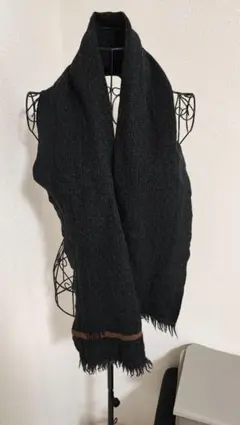 FENDI ブラック マフラー フリンジ付き