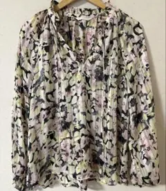 H&M 花柄　バルーンスリーブブラウス S