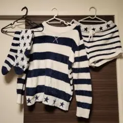 【未使用】ジェラートピケ　スタージャガード☆ボーダー　セットアップ＆靴下