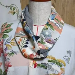 着物リメイク　四角衣トップス　スカート　スヌード3点セット