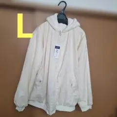レディース　新品未使用　フード付きクリーム色ジャケット Lサイズ　リバーシブル