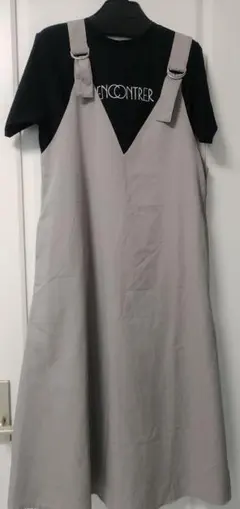【美品】chocol raffine robe 薄グレーV開きジャンパースカート
