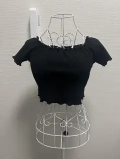 SHEIN カットソー　クロップド　ブラック　Sサイズ