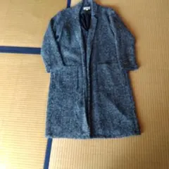 ヘリンボーン柄ロングコート グレー系