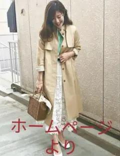 SHIPS★ベージュ トレンチコート スタンドカラー