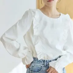 fifth フロントフリルキャンディースリーブブラウス