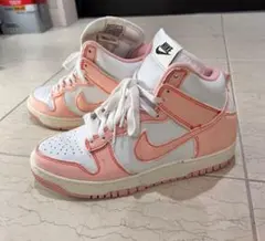 美品♦︎Nike ハイカットスニーカー ホワイトピンクペールオレンジキャンパス素材