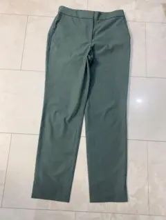 セオリーリュクス☆ウォッシャブルリネンブレンドクロップドパンツ36美品グリーン系