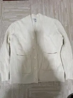 アイボリー リブ編み カーディガン