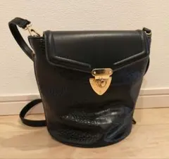 黒 クロコダイル風 ショルダーバッグ