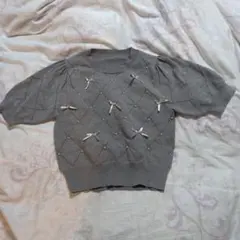 グレー セーター 半袖