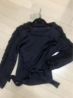 新品　ZARA  デザイン　長袖　トップス　ネイビー