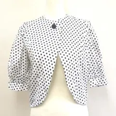 CELINE セリーヌ フランス製 ドット柄 ボレロ ジャケット 白 Sサイズのサムネイル