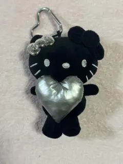 ハローキティ ぬいぐるみ 黒 銀色ハート