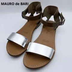 MAURO de BARI イタリア製 レザーサンダル シルバー 本革　39のサムネイル