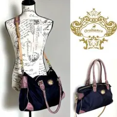 Orobianco オロビアンコ ナイロン×レザー デザイン ショルダーバッグ