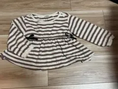 茶色と白のストライプ長袖Ｔシャツ