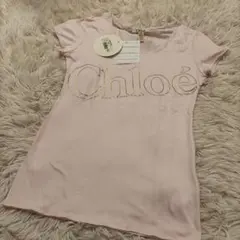 新品タグ付き　Chloé クロエ　ロゴプリント 半袖Tシャツ ピンク サイズ40のサムネイル