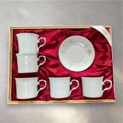 有田焼 ホタル焼き ホタル菊掘　コーヒーカップ・ソーサー 5個セット