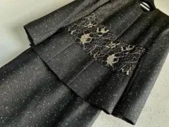 美品 ハナエモリ 日本製 レース デザイン セットアップ フォーマル エレガント