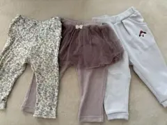 花柄フリル付きレギンス パンツ80 3着セット