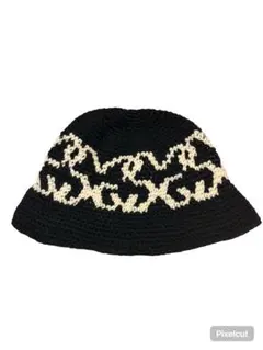 クロシェ編みハット　クラッシャーハット　バケットハット　ハンドメイド