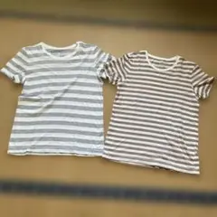 MUJI 無印良品グレーとホワイトのストライプTシャツ Mサイズ二枚
