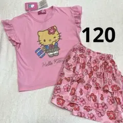 新品 サンリオ ハローキティ 日焼け 半袖パジャマ セット 花柄パンツ 120のサムネイル
