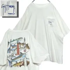 GUY HARVEY ガイバーベイ 魚と灯台 グラフィック Tシャツ 2XL古着