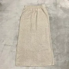 【ユイティーム】ゴールド　ロングスカート　全ゴム　後ろスリット★