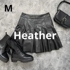 n635【Heather】フェイクレザープリーツミニスカート ブラック