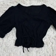 レース　ブラウス　黒　フレンチガーリー