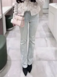 GRL ハイウエストフレアデニムパンツ[cu498]