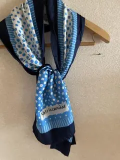 Yves Vacarissa 青系ドット柄スカーフ