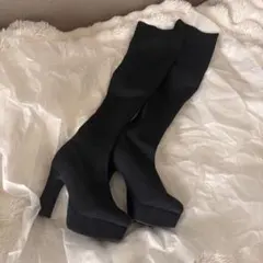 SPIRALGIRL ブラック ニーハイブーツ 厚底 ストレッチ Lサイズのサムネイル