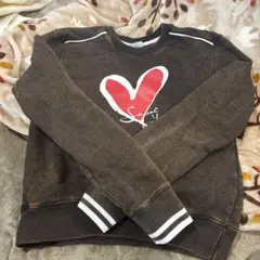 ハートプリント ブラウン トレーナー