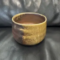 【新品未使用】茶道 茶碗 備前焼 刻印あり 工芸品 焼物 陶器 茶色 高さ8.5